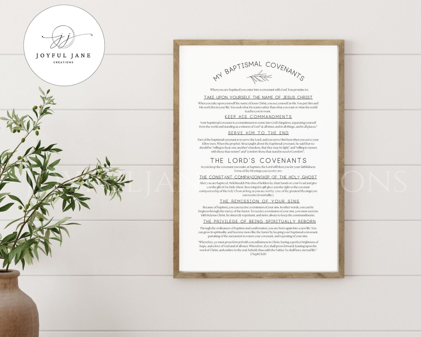 LDS Baptismal Covenants Printable - Baptism Gift with 3 Design Options