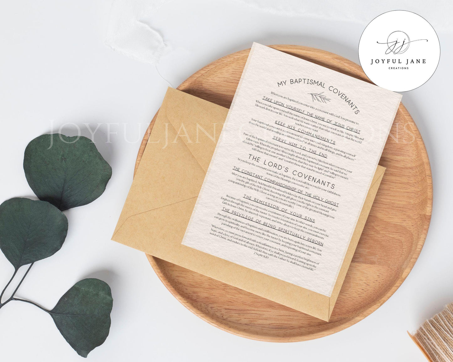 LDS Baptismal Covenants Printable - Baptism Gift with 3 Design Options