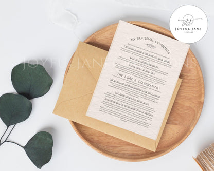 LDS Baptismal Covenants Printable - Baptism Gift with 3 Design Options