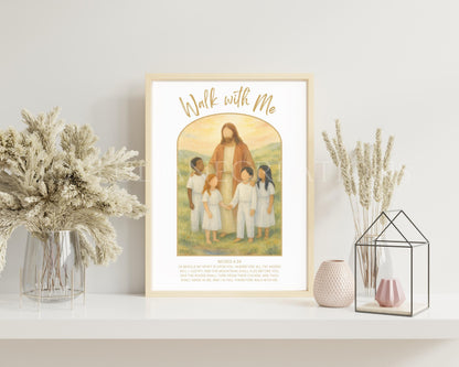 2026 Youth Theme "Walk With Me" - Jesus with Children Artwork - Moses 6:34