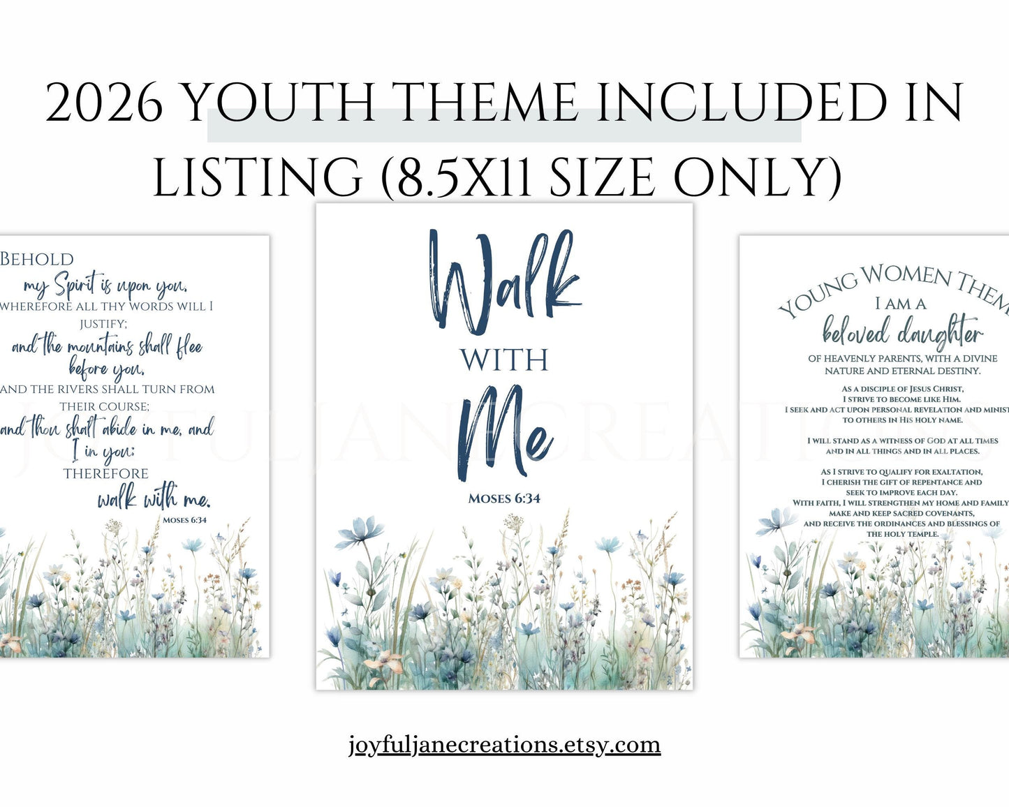 2026 Young Women Presidency Planner - "Walk with Me" Editable LDS Youth Theme Binder