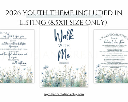 2026 Young Women Presidency Planner - "Walk with Me" Editable LDS Youth Theme Binder