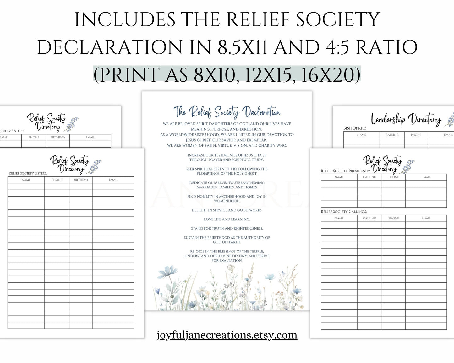 LDS Relief Society Presidency Planner - 2026 Editable Binder with Newsletter & Calendar