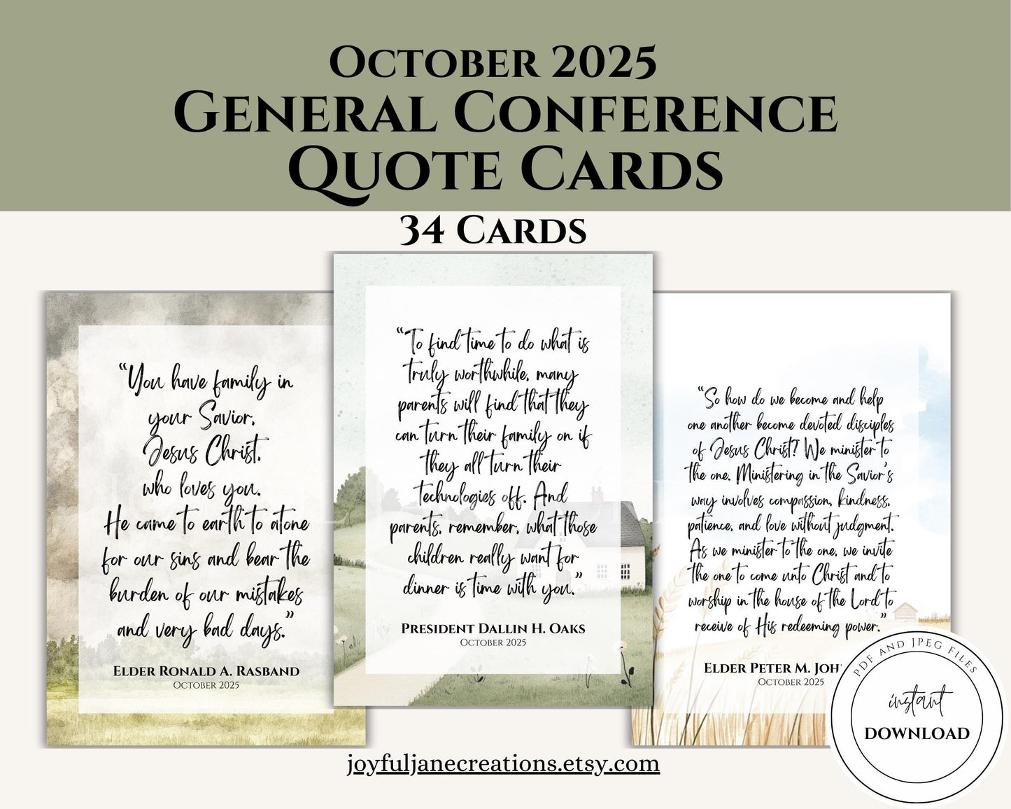 October 2025 General Conference Quote Cards - 34 Printable Quotes for Study & Lessons