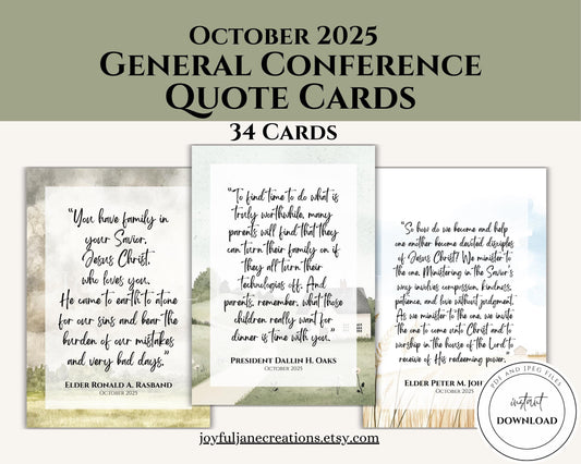 October 2025 General Conference Quote Cards - 34 Printable Quotes for Study & Lessons