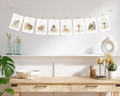 Holy Week Study Cards - Easter Story Printables with QR Code Videos