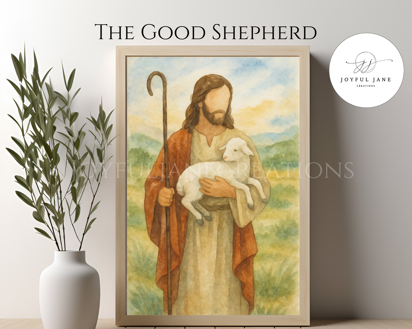 The Good Shepherd - Jesus Christ Printable Wall Art | Christian Watercolor Digital Download