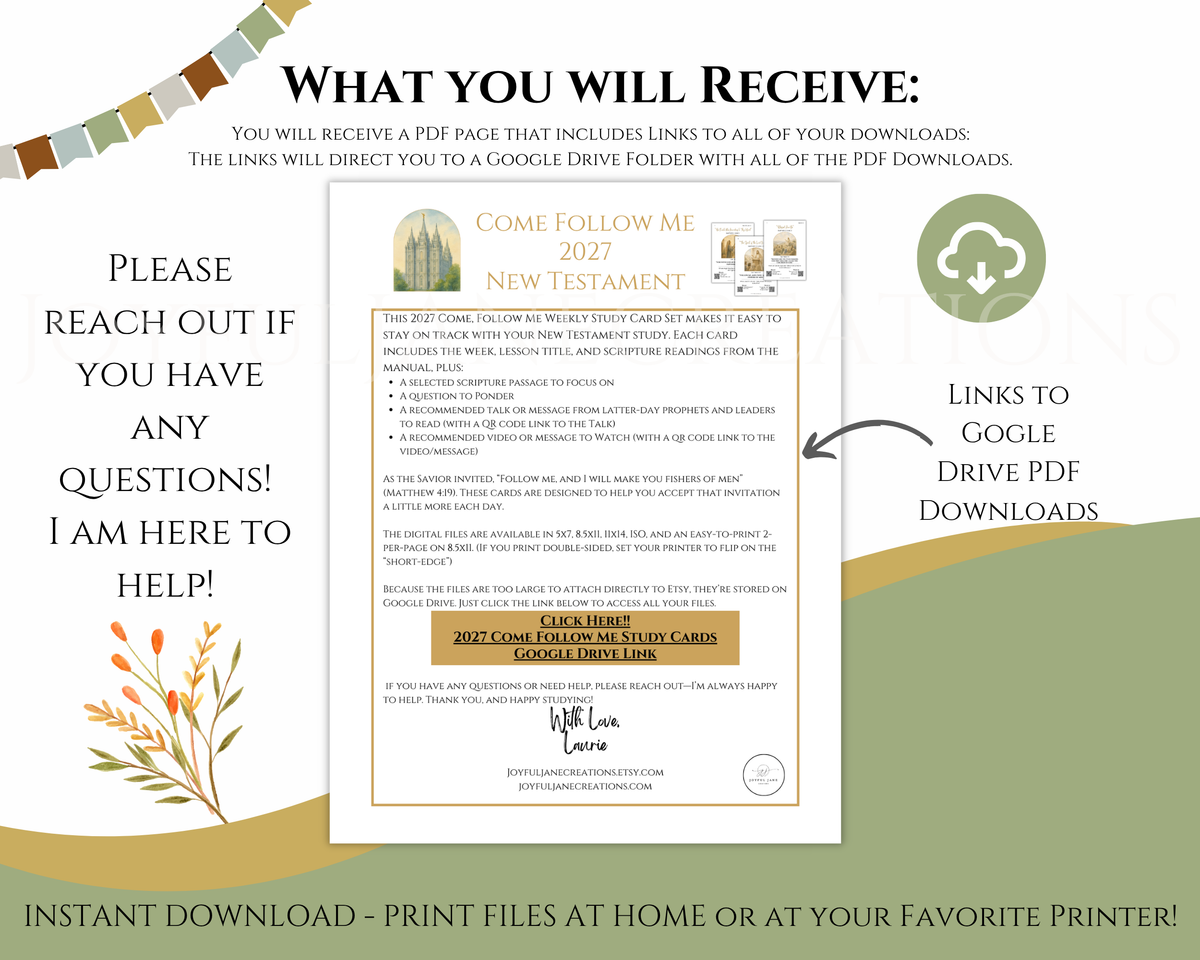 2027 Come Follow Me New Testament Printable Scripture Cards – LDS Weekly Study Cards