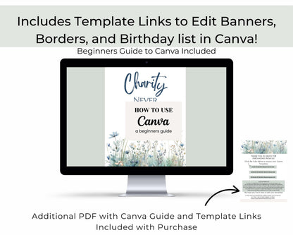 LDS Relief Society Bulletin Board Kit - Editable Banners, Quotes & Birthday Lists