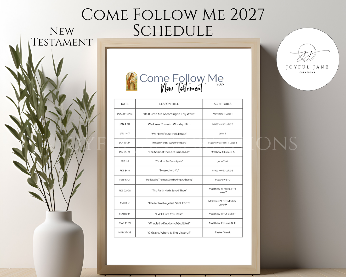 Come Follow Me Schedule 2027 – New Testament Printable | Digital Download