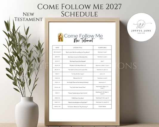 Come Follow Me Schedule 2027 – New Testament Printable | Digital Download