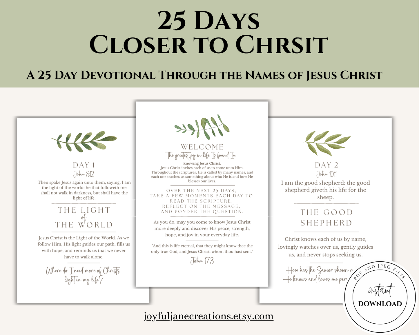 25 Days Closer to Christ – Printable Devotional Cards | Digital Download