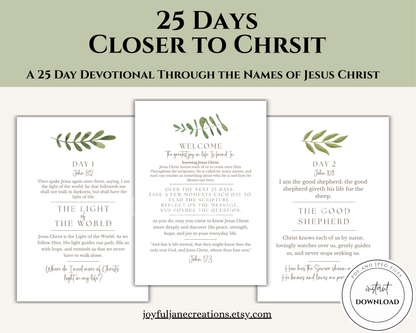 25 Days Closer to Christ – Printable Devotional Cards | Digital Download