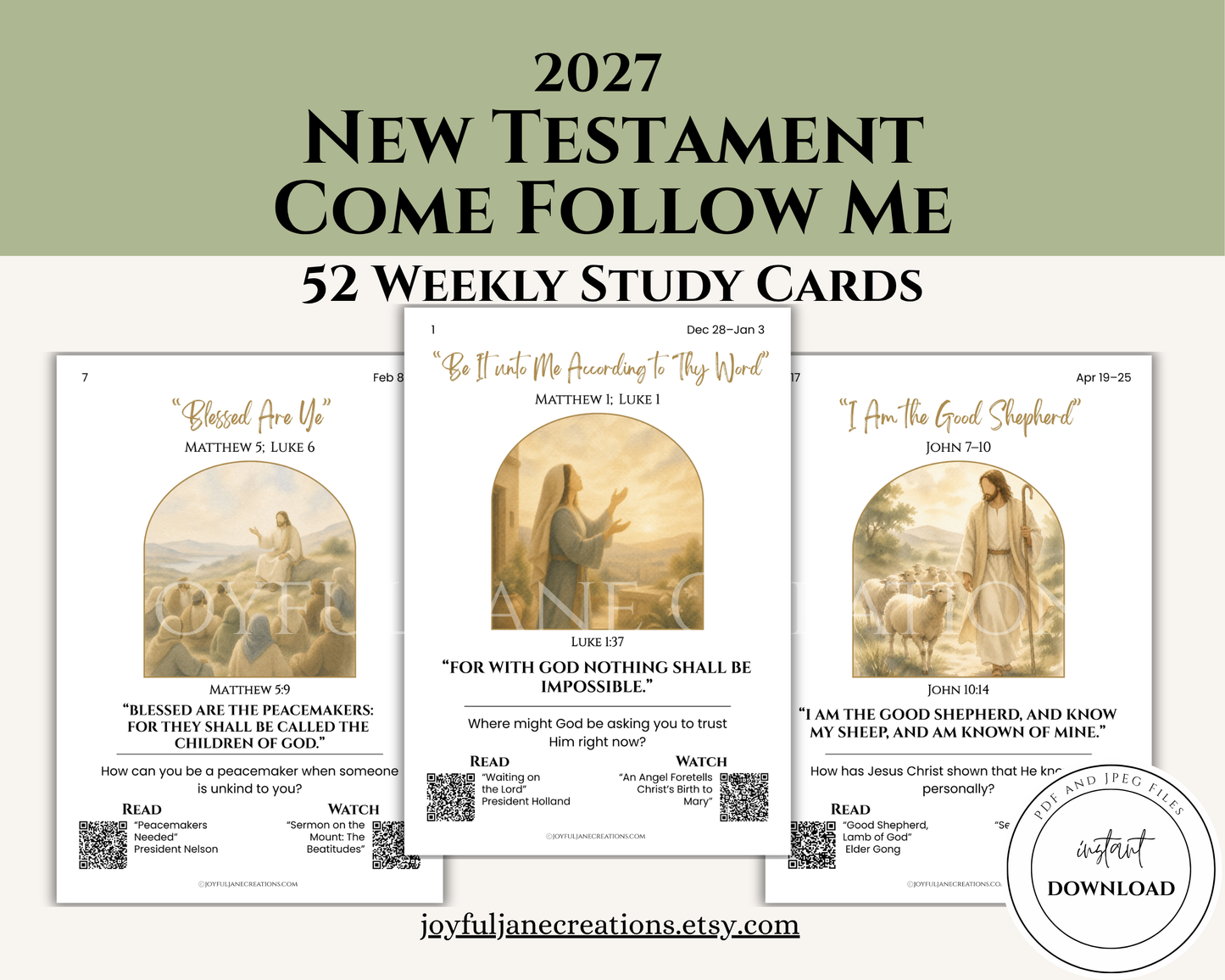 2027 Come Follow Me New Testament Printable Scripture Cards – LDS Weekly Study Cards