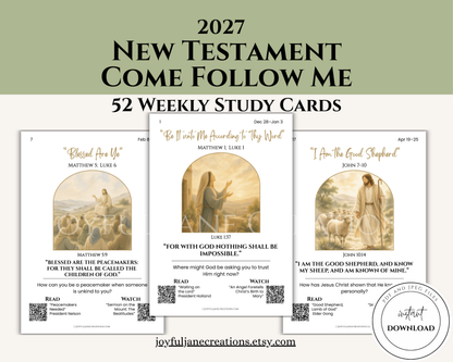 2027 Come Follow Me New Testament Printable Scripture Cards – LDS Weekly Study Cards
