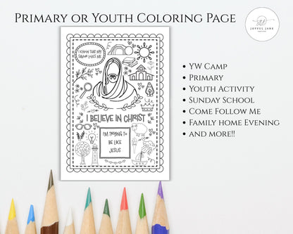 "I Believe in Christ" LDS Coloring Page - Primary & Youth Activity Printable