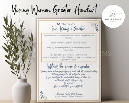 LDS Young Women Greeter Handout - Emily Belle Freeman Message with QR Code - Digital Download