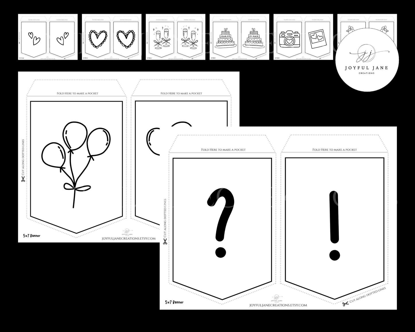 DIY Custom Banner Printable - 150 Elements for Parties, Events & Bulletin Boards