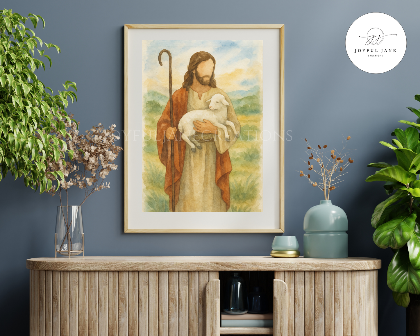 The Good Shepherd - Jesus Christ Printable Wall Art | Christian Watercolor Digital Download