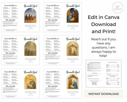 LDS Christmas Sacrament Meeting Program Templates - 6 Editable Canva Designs