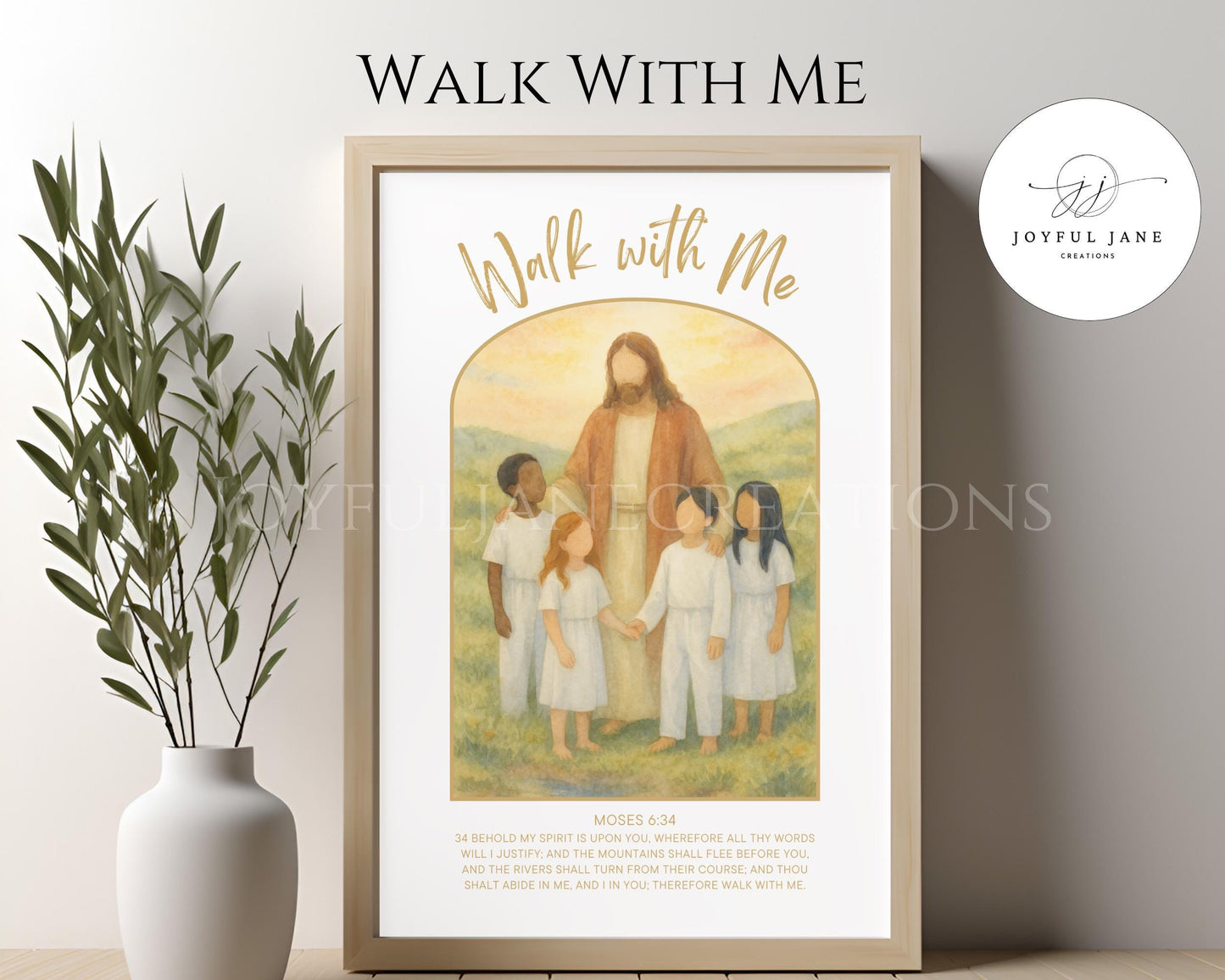 2026 Youth Theme "Walk With Me" - Jesus with Children Artwork - Moses 6:34