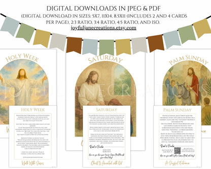 Holy Week Study Cards - Easter Story Printables with QR Code Videos DIGITAL DOWNLOAD