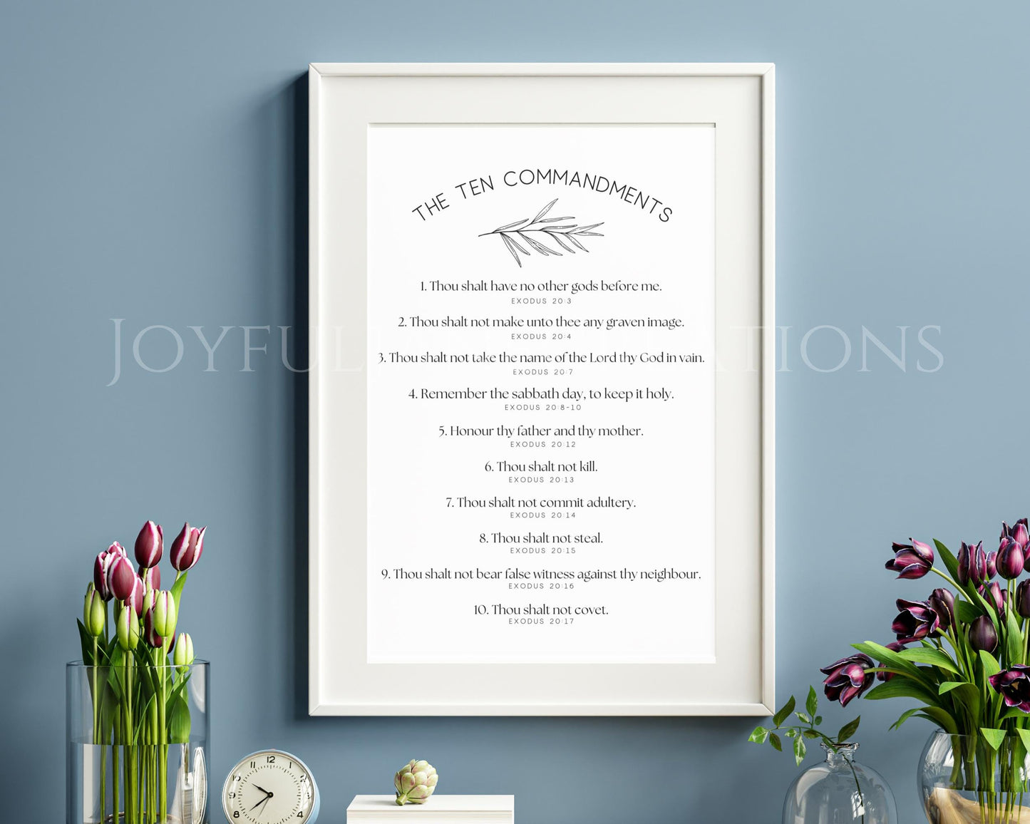 Ten Commandments Printable Art - Bible Verse Wall Art for Sunday School & Home