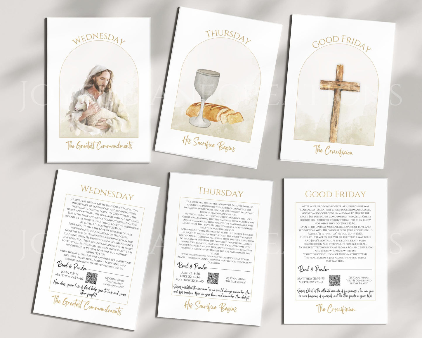 Holy Week Study Cards - Easter Story Printables with QR Code Videos