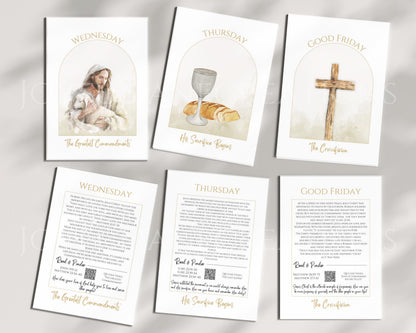 Holy Week Study Cards - Easter Story Printables with QR Code Videos