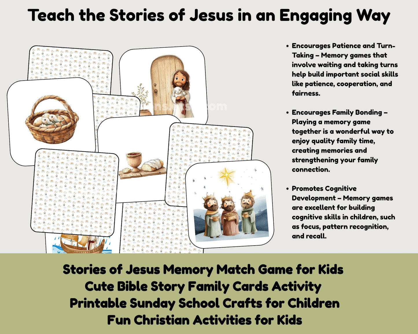 Jesus Memory Match Cards - Christian Education Printable for Kids & Families