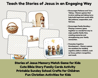 Jesus Memory Match Cards - Christian Education Printable for Kids & Families