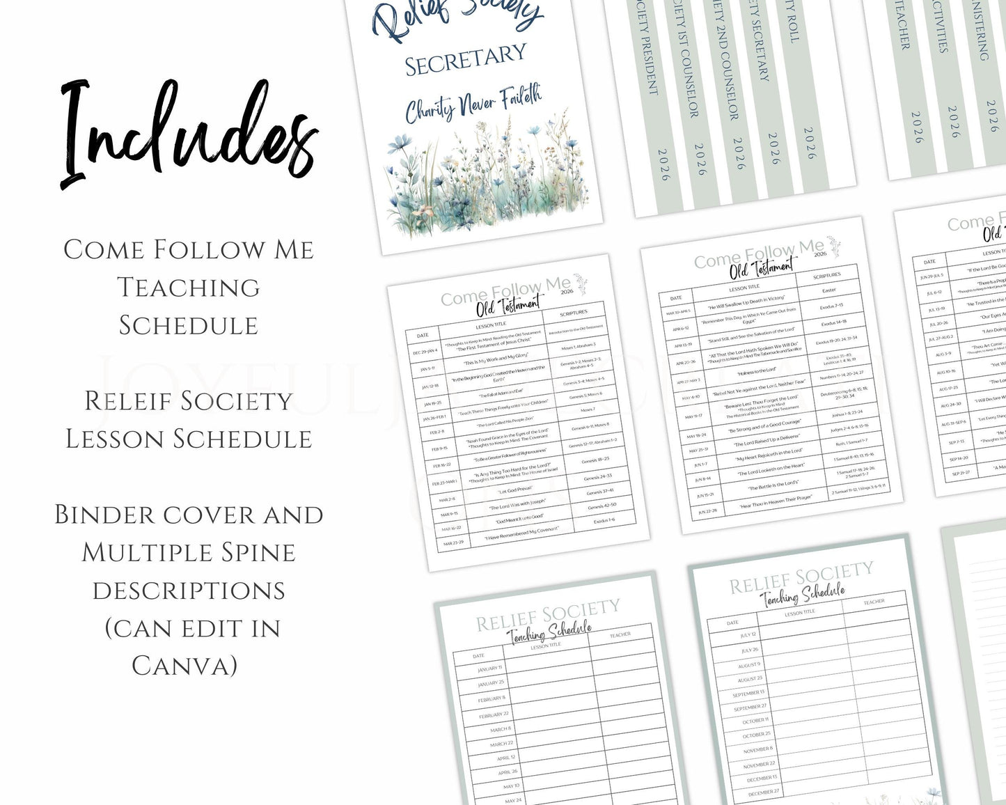 LDS Relief Society Presidency Planner - 2026 Editable Binder with Newsletter & Calendar