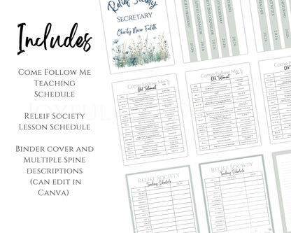 LDS Relief Society Presidency Planner - 2026 Editable Binder with Newsletter & Calendar
