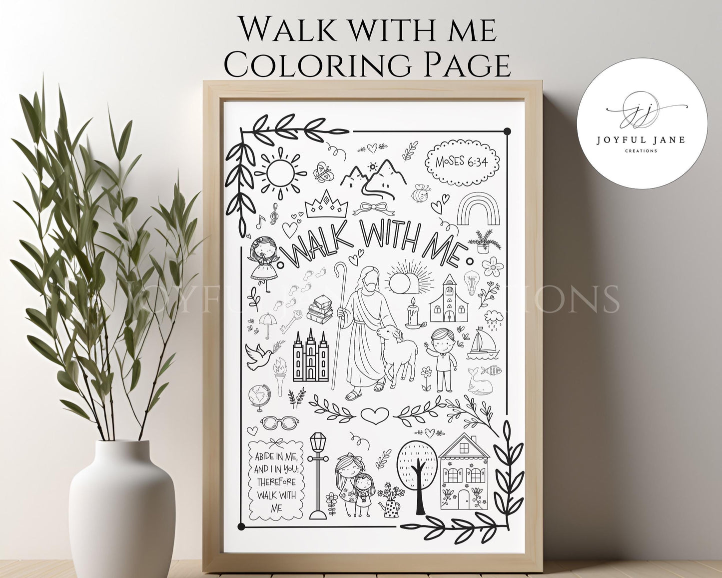 2026 LDS Youth Theme Coloring Page - "Walk with Me" Moses 6:34
