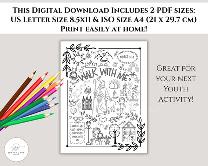 2026 LDS Youth Theme Coloring Page - "Walk with Me" Moses 6:34