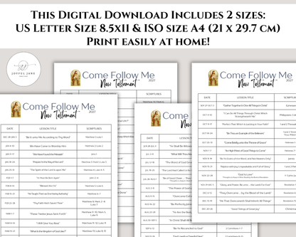 Come Follow Me Schedule 2027 – New Testament Printable | Digital Download