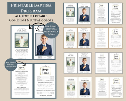 LDS Baptism Kit Bundle - Editable Invitation, Program & Decorations - Neutral Colors