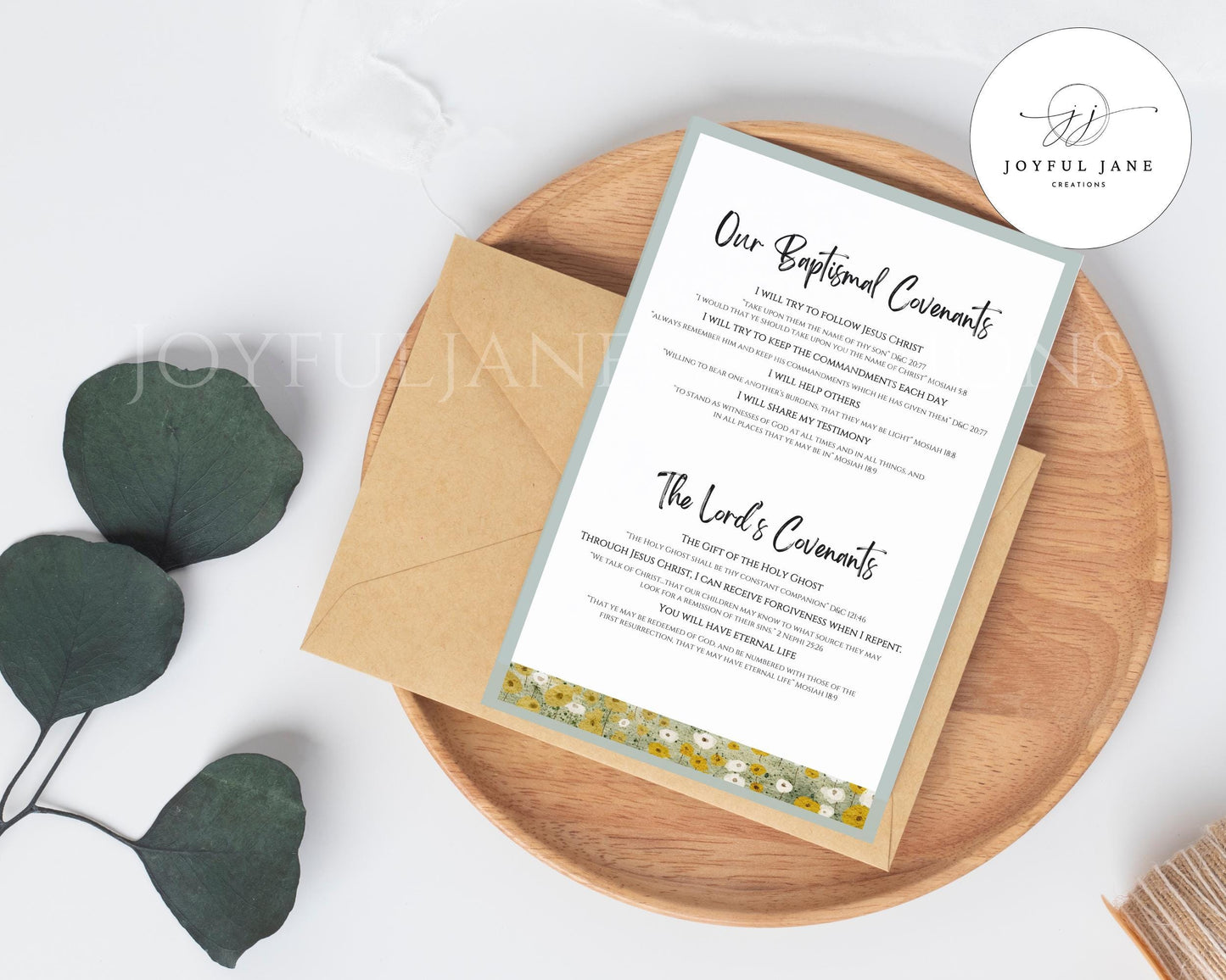 LDS Baptismal Covenants Printable - Baptism Gift & Reminder Poster