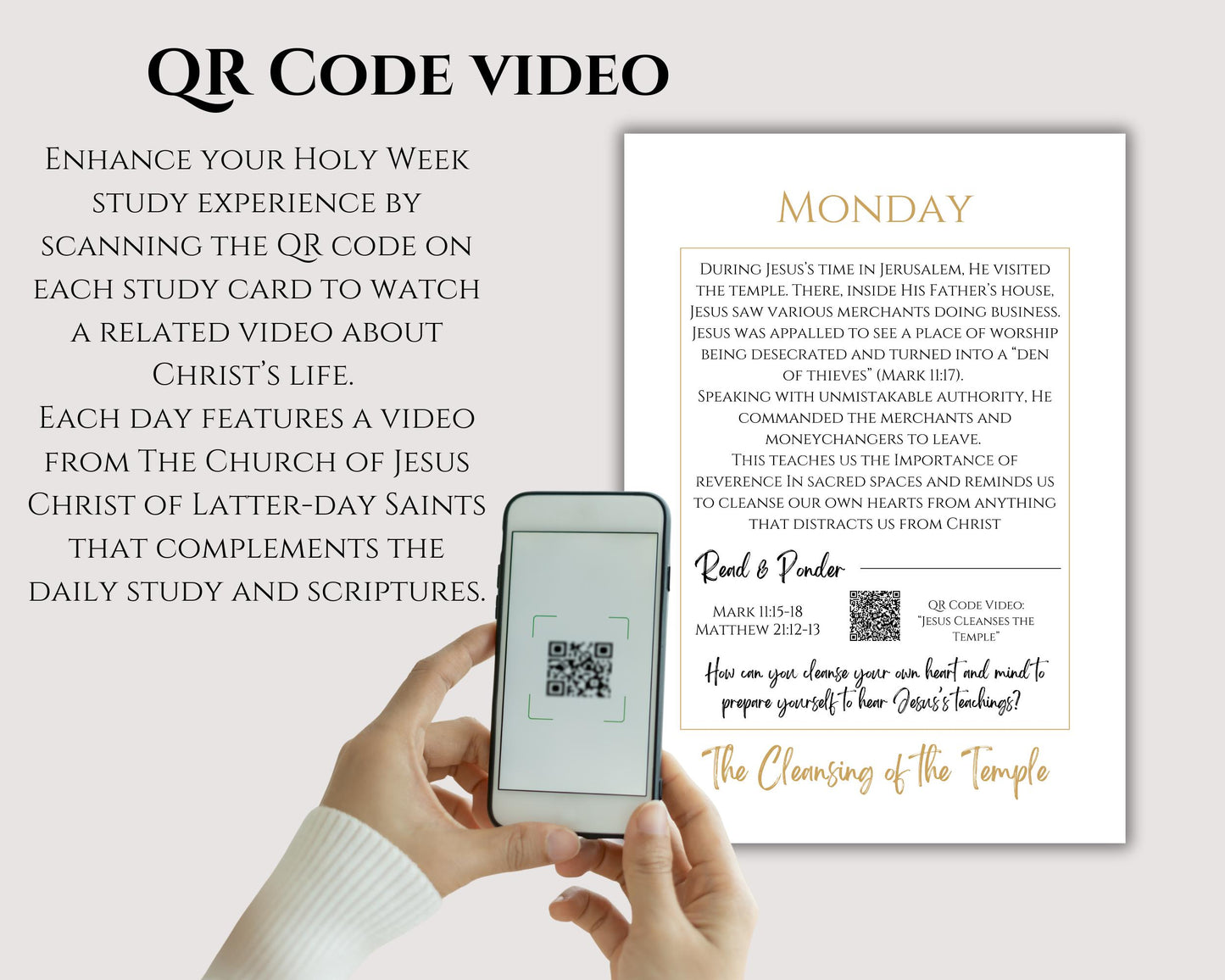 Holy Week Study Cards - Easter Story Printables with QR Code Videos