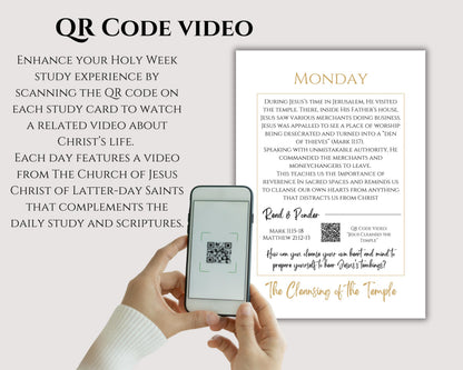Holy Week Study Cards - Easter Story Printables with QR Code Videos