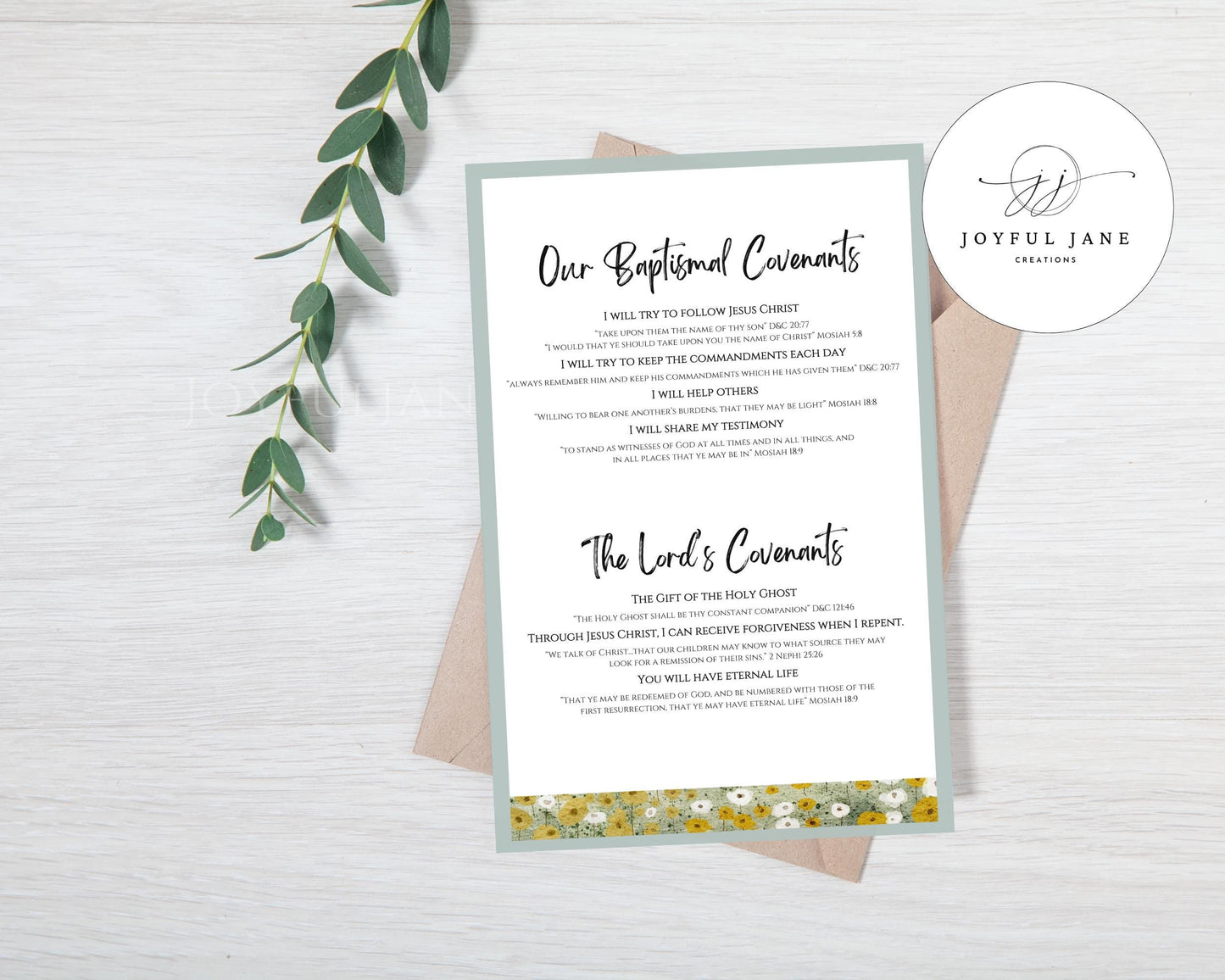 LDS Baptismal Covenants Printable - Baptism Gift & Reminder Poster
