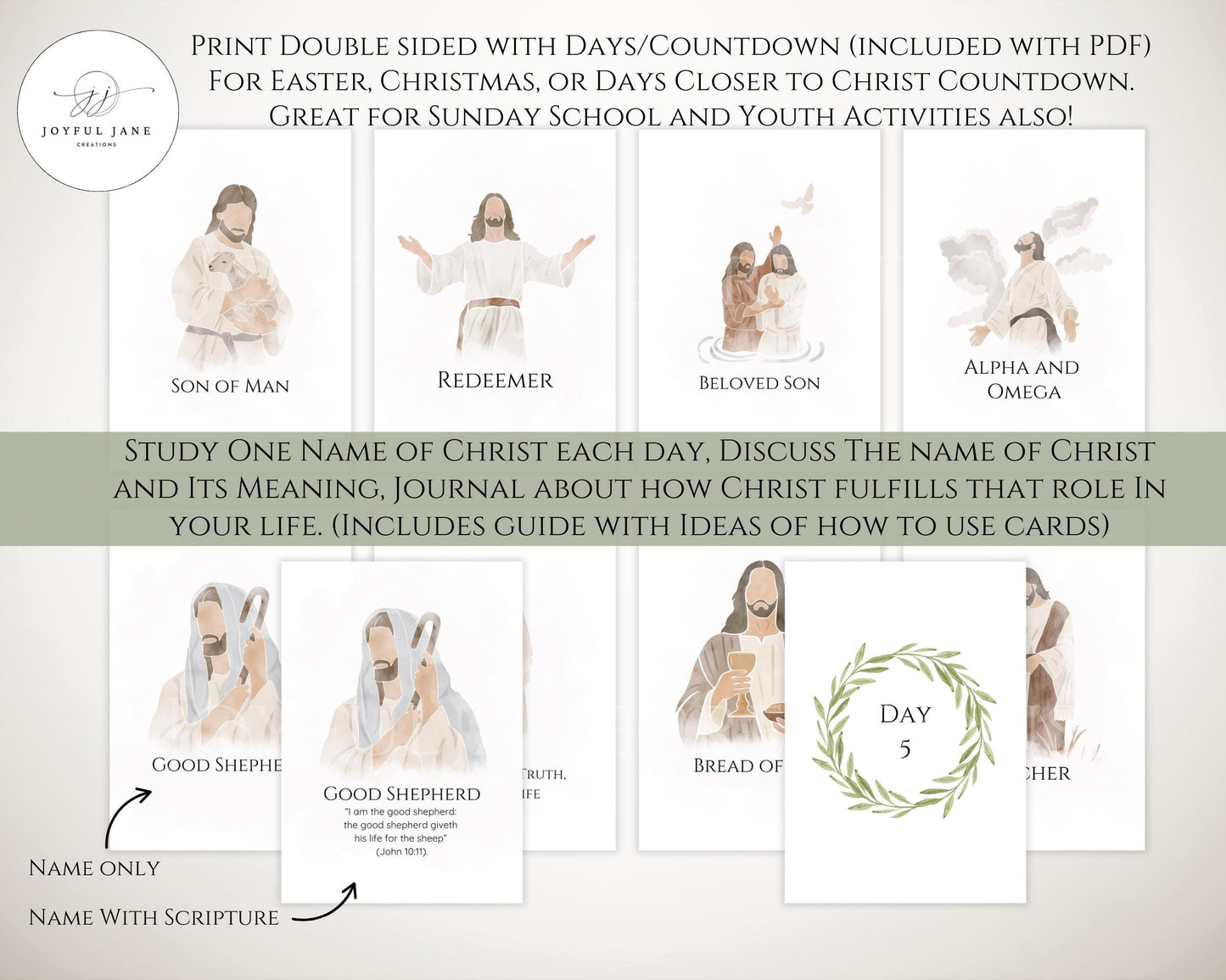 Names of Christ Advent Countdown Cards - Christmas & Easter Devotion Printable