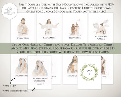 Names of Christ Advent Countdown Cards - Christmas & Easter Devotion Printable
