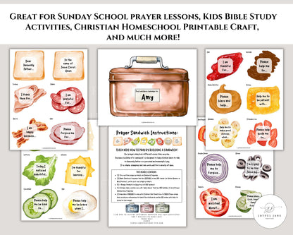 Prayer Sandwich Craft Bundle - Kids Prayer Activity with Editable Prompts