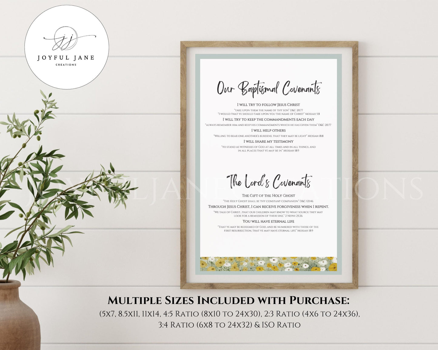 LDS Baptismal Covenants Printable - Baptism Gift & Reminder Poster