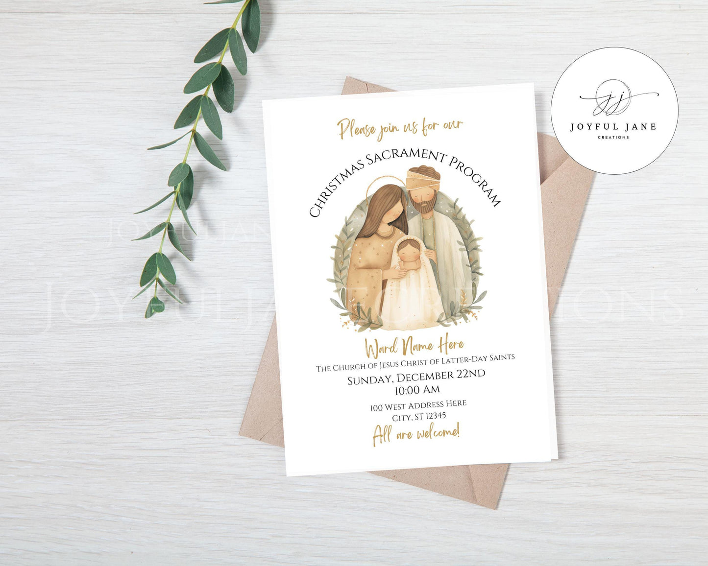 LDS Christmas Program Invitation - Customizable Nativity Scene Template with Mobile Invite