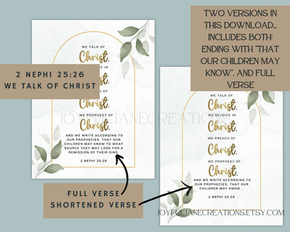 2 Nephi 25:26 Scripture Art - "We Talk of Christ" Book of Mormon Printable