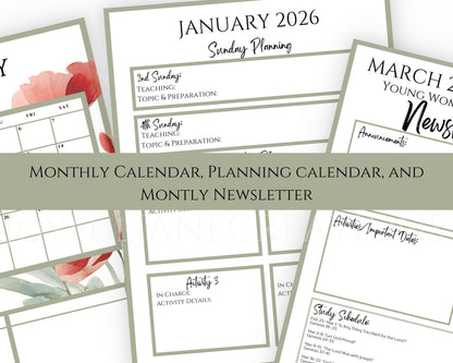 2026 Young Women Presidency Planner - "Walk with Me" Editable LDS Youth Theme Binder