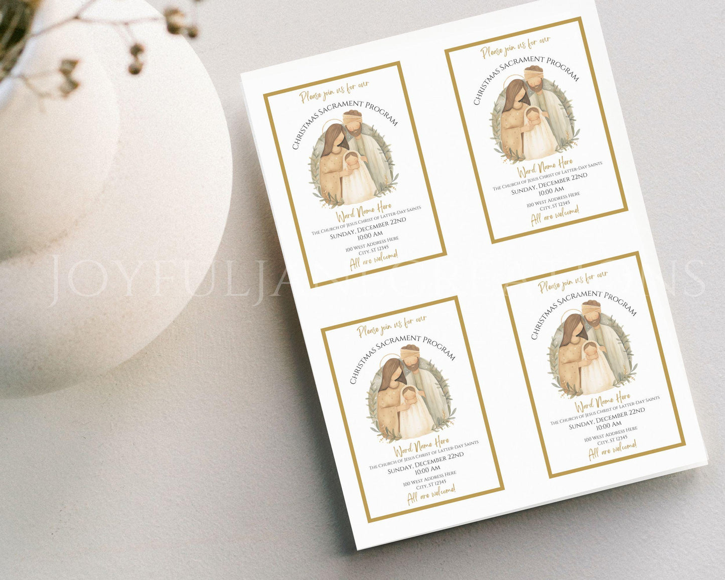 LDS Christmas Program Invitation - Customizable Nativity Scene Template with Mobile Invite
