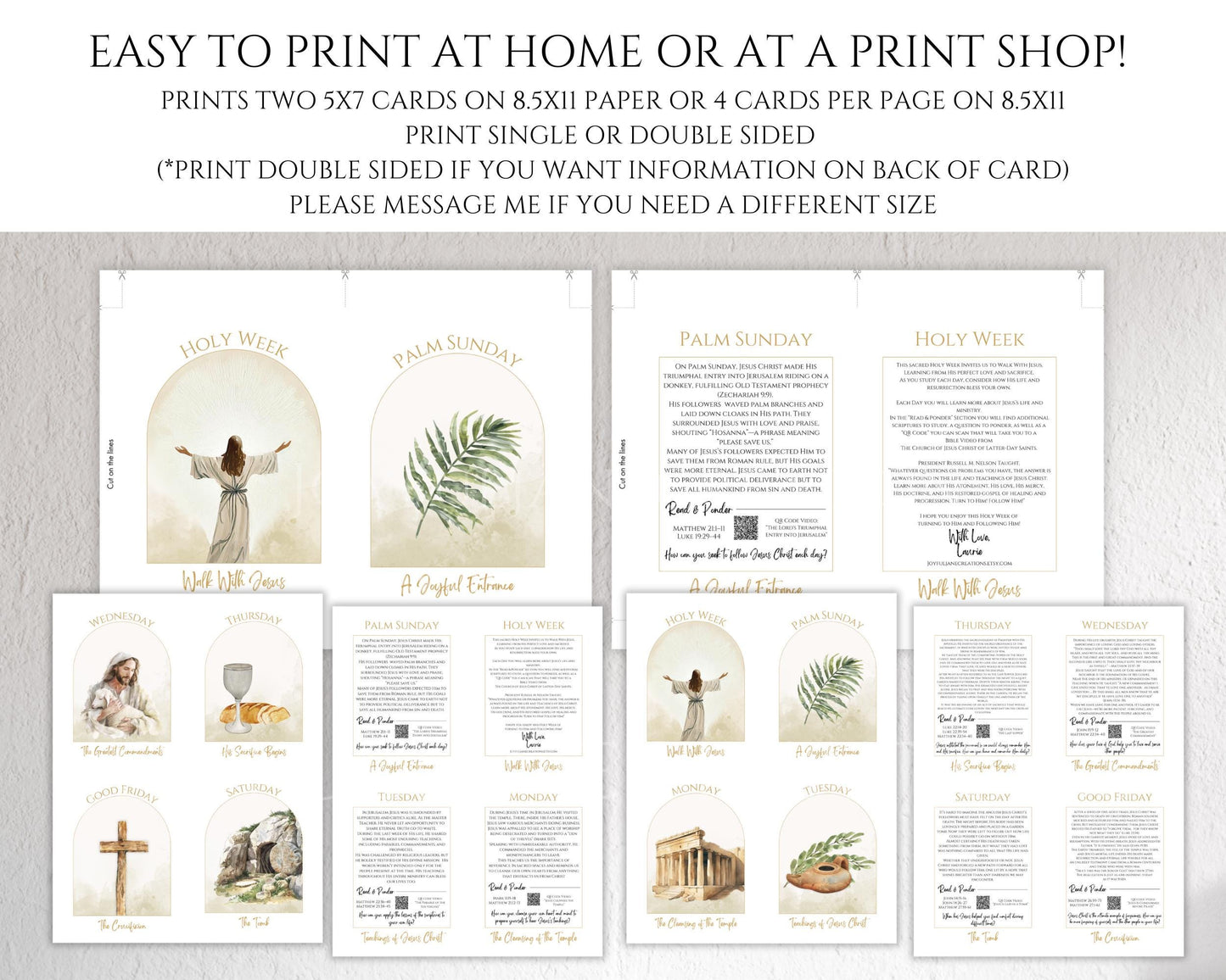 Holy Week Study Cards - Easter Story Printables with QR Code Videos